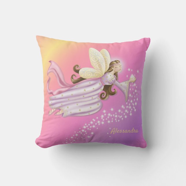 Magic Angel Fairy Dust Gult Rosa Lavender Kudde (Framsida)