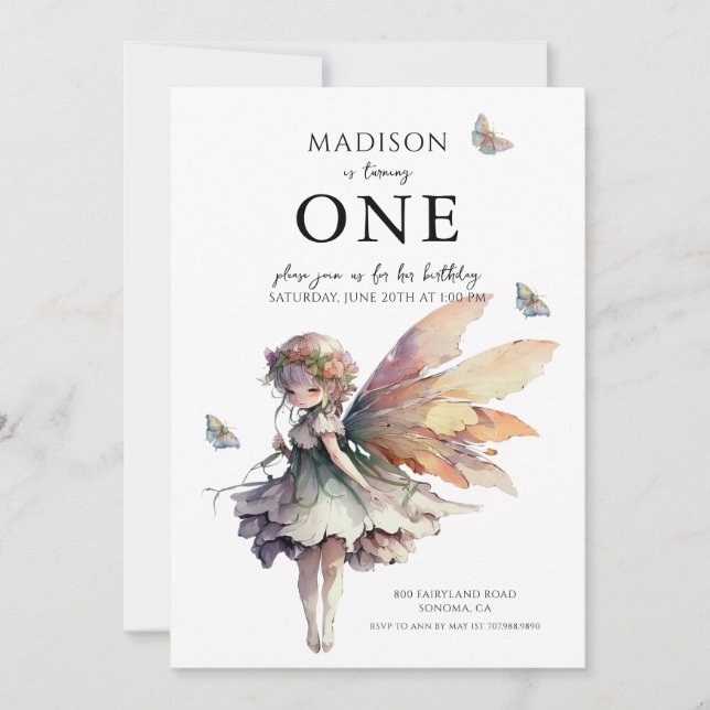 Magic Anime Fairy 5th Födelsedagsfest Inbjudningar (Framsida)