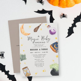 Magic Baby Brewing Neutralt Halloween Baby Shower Inbjudningar