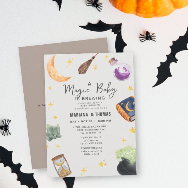 Magic Baby Brewing Neutralt Halloween Baby Shower Inbjudningar (Skapare uppladdad)