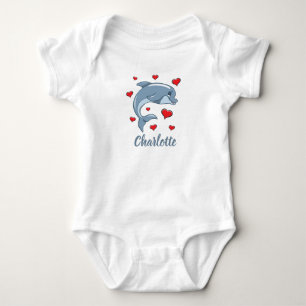 Magic Baby Dolphin med Kärlek Hearts T Shirt