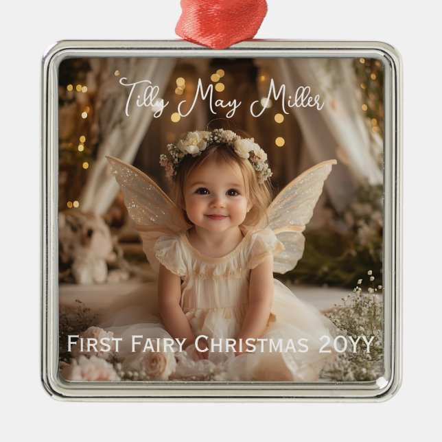 Magic Baby första Fairy jul Photo Gift Julgransprydnad Metall (Framsidan)