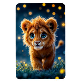 Magic baby lejon går i en fantasi magnet