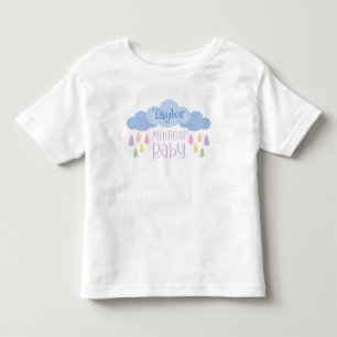 Magic Baby Pastel Rain & Cloud Custom Name Baby T Shirt