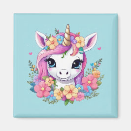 Magic Baby Unicorn med Flowers Magnet