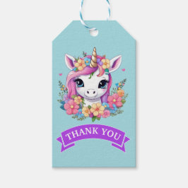 Magic Baby Unicorn med Flowers Presentetikett