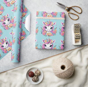 Magic Baby Unicorn med Flowers Presentpapper