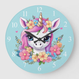Magic Baby Unicorn med Flowers Stor Klocka