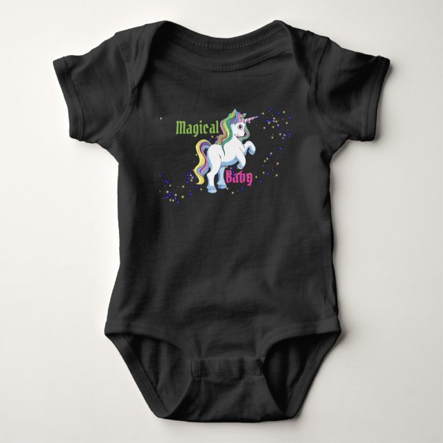 Magic Baby Unicorn One-Delarare Baby Bodykostym T Shirt (Framsida)