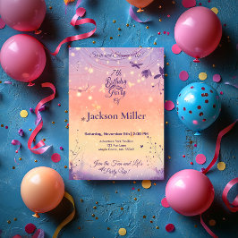 Magic Balloon Birthday med Adsible Puppy Inbjudningar