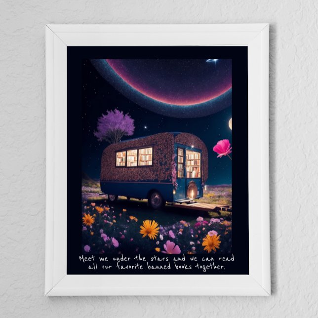Magic Banned BookMobile Poster (16x20 as shown with white wood frame)