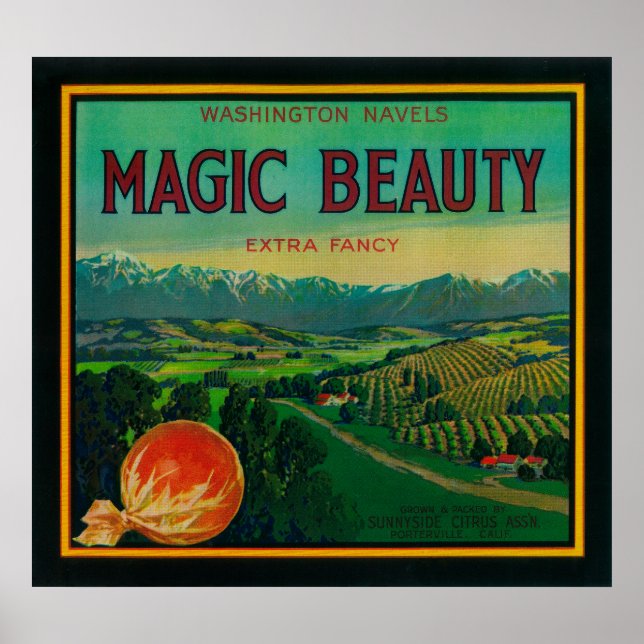 Magic Beauty Orange LabelPorterville, CA Poster (Framsidan)