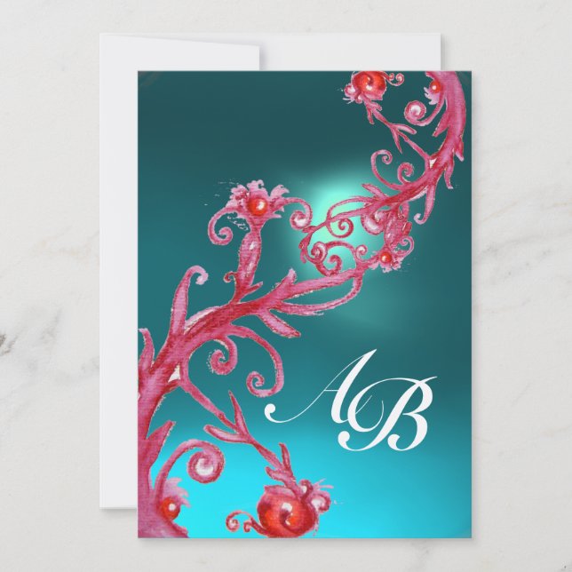 MAGIC BERRIES 3,MONOGRAM agate metallic guld Inbjudningar (Framsida)