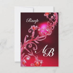 MAGIC BERRIES 4,MONOGRAM red burgundy osa Inbjudningar