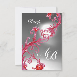 MAGIC BERRIES 4,MONOGRAM Red white kristallosa Inbjudningar