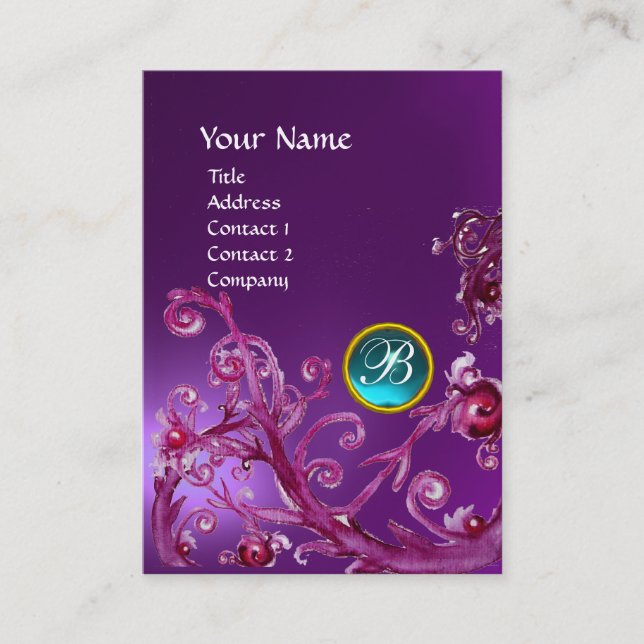 MAGIC BERRIES BLUE GEM MONOGRAM lila Visitkort (Framsida)