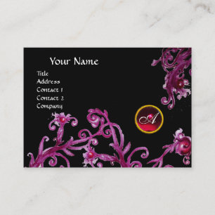 MAGIC BERRIES MONOGRAM black gem red burgundy Visitkort