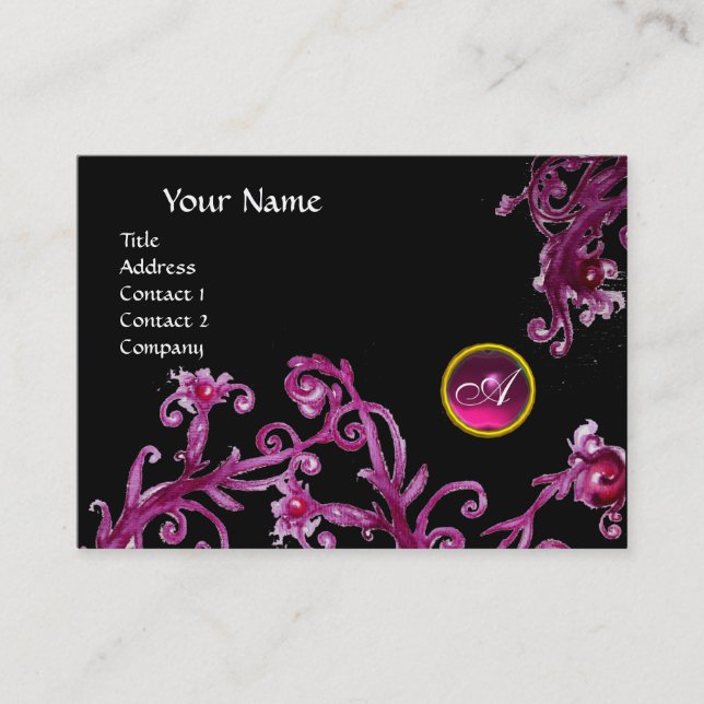 MAGIC BERRIES MONOGRAM Black gem rosa Visitkort (Framsida)