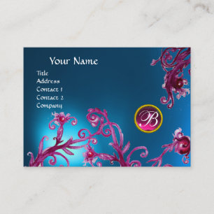 MAGIC BERRIES MONOGRAM, Blue Sapphire, ruby rosa Visitkort