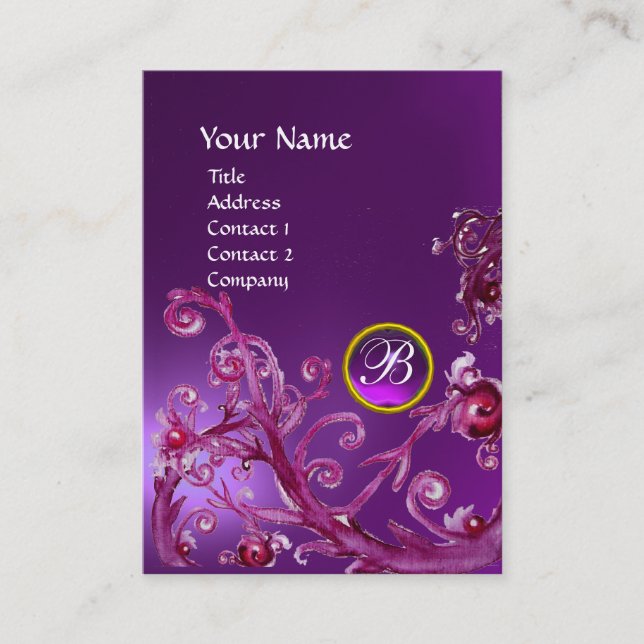 MAGIC BERRIES MONOGRAM GEM amethyst lila Visitkort (Framsida)