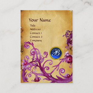 MAGIC BERRIES MONOGRAM GEM-parchment mörk blått Visitkort