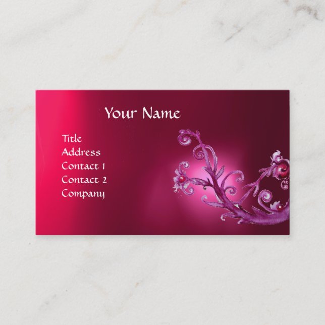 MAGIC BERRIES MONOGRAM GEM ruby rosa Visitkort (Framsida)