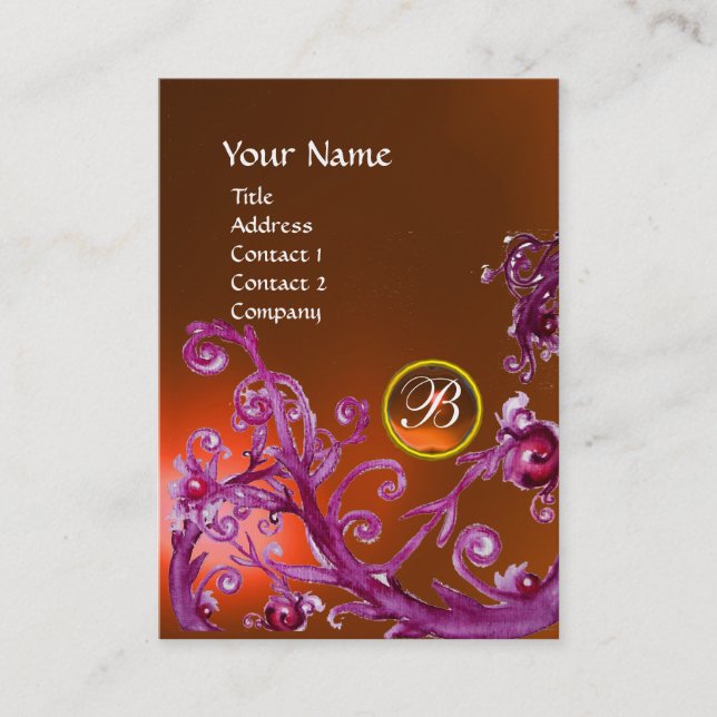MAGIC BERRIES MONOGRAM GEM topaz orange Visitkort (Framsida)