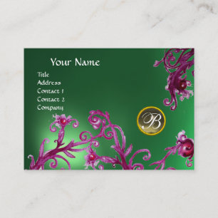 MAGIC BERRIES MONOGRAM, Grått Agate jade grönt Visitkort