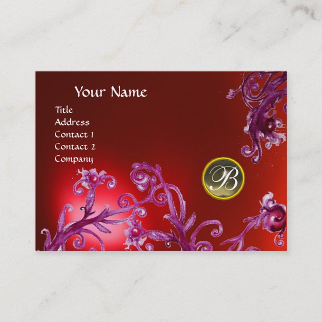 MAGIC BERRIES MONOGRAM, Grått Agate ruby red Visitkort (Framsida)