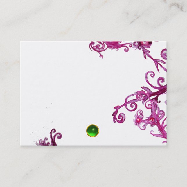 MAGIC BERRIES MONOGRAM Grönt Gem, White Visitkort (Framsida)