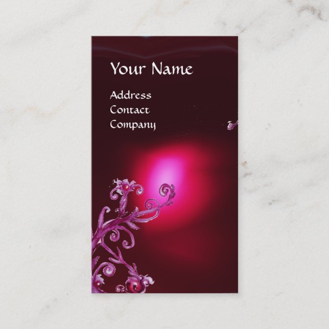 MAGIC BERRIES MONOGRAM Red burgundy Visitkort (Framsida)