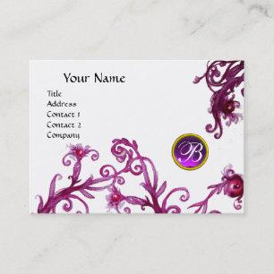 MAGIC BERRIES MONOGRAM, ruby red lila Visitkort