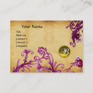 MAGIC BERRIES MONOGRAM, toaz gult parchment Visitkort