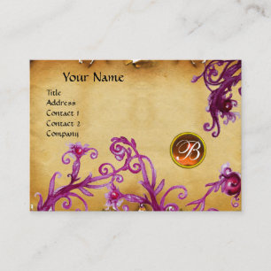 MAGIC BERRIES MONOGRAM,topaz orange parchment Visitkort