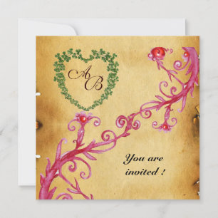 MAGIC BERRIES SHAMROCK HEART MONOGRAM PARchMENT Inbjudningar
