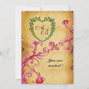 MAGIC BERRIES SHAMROCK HEART MONOGRAM PARchMENT Inbjudningar