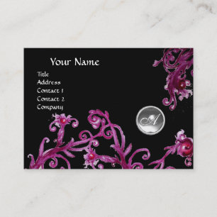 MAGIC BERRIES WHITE CRYSTALGEM MONOGRAM Black Visitkort