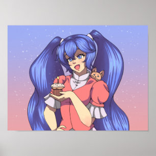 Magic Birthday Anime Girl Poster