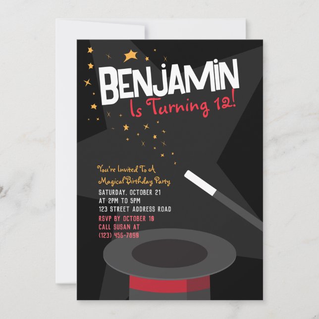 Magic Birthday-inbjudan - Magic Trollspö & Stars Inbjudningar (Framsida)