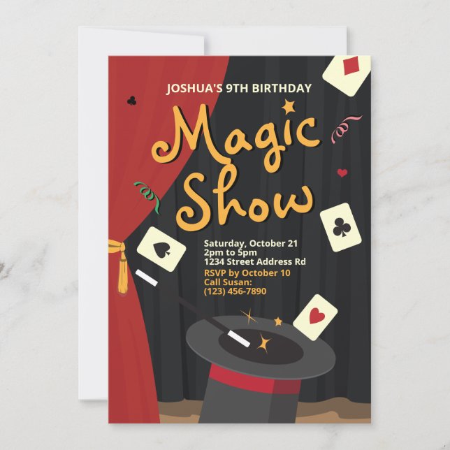 Magic Birthday Investigation - Magician Top hat Inbjudningar (Framsida)