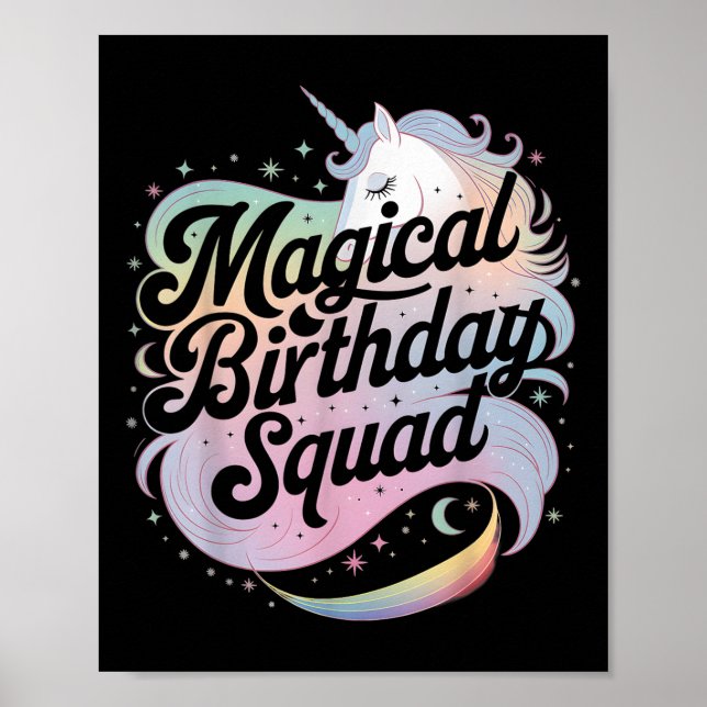 Magic Birthday Squad Unicorn Party Roligt Poster (Framsidan)