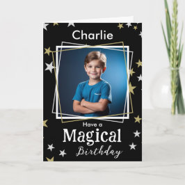 Magic Birthday Stars Photo Namn Hälsning Kort