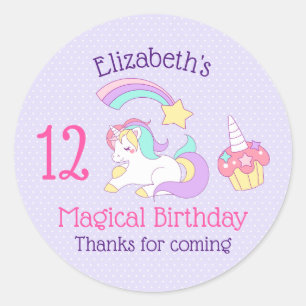 Magic Birthday Unicorn Cuppie & Shooting Star Runt Klistermärke