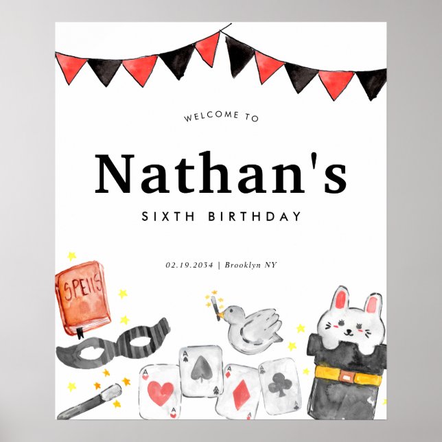 Magic Birthday Välkomstshow för Magician Rabbit Tr Poster (Framsidan)