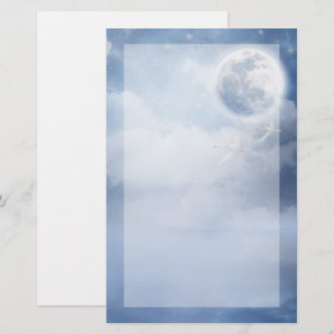 Magic Blå himmel med flygande Svanar Brevpapper