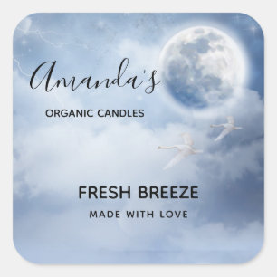 Magic Blå himmel med flygande Svanar Candle Scent Fyrkantigt Klistermärke