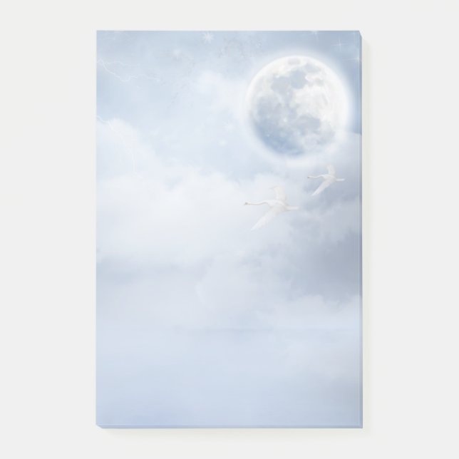 Magic Blå himmel med flygande Svanar Post-it Block (Framsida)