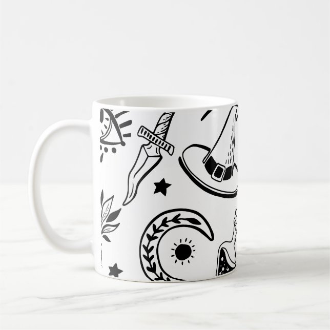 Magic Bläck Teckning Seamless Mönster Kaffemugg (Vänster)