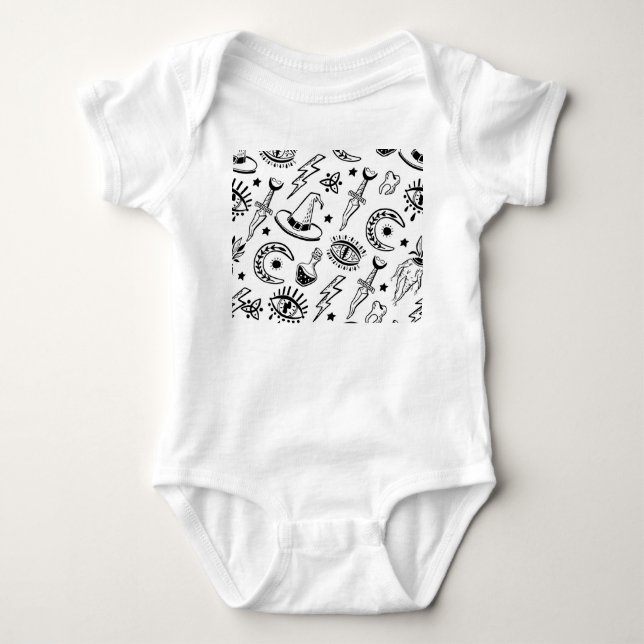 Magic Bläck Teckning Seamless Mönster T Shirt (Framsida)