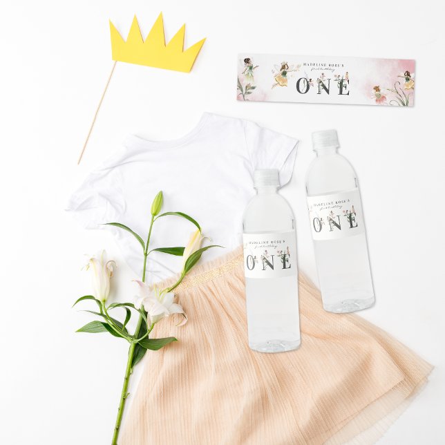 Magic Blommigt Fairy 1st Birthday Party Vattenflaskor Etikett (Skapare uppladdad)